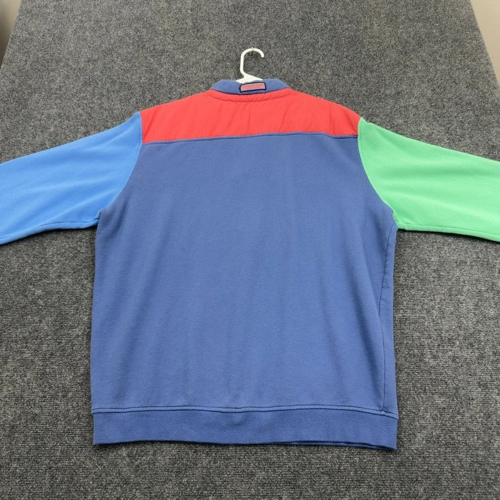 Vineyard Vines Pullover Mens L Blue Cotton Colorblock Quarter Zip Preppy Casual